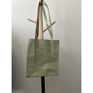 Faux Leather Small Tote Shoulder Bag Green Faux Snakeskin Leather Bag